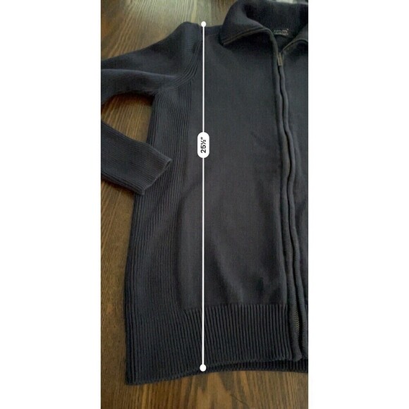 ZARA MAN Basic Sweater Jacket Men’s SZ XL Navy Blue Full Zip Cable Knit Cotton - Picture 14 of 16